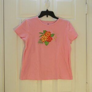 Covington Sport Pink Floral Tee Dragonfly Sz MP Petite